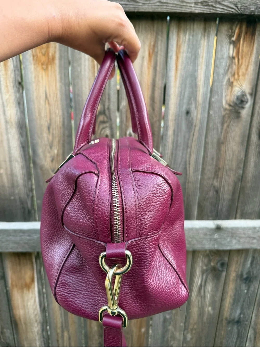 Versace 2012 Plum Leather Satchel with Gold Hardware
